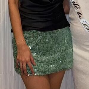 Teal sequin skirt